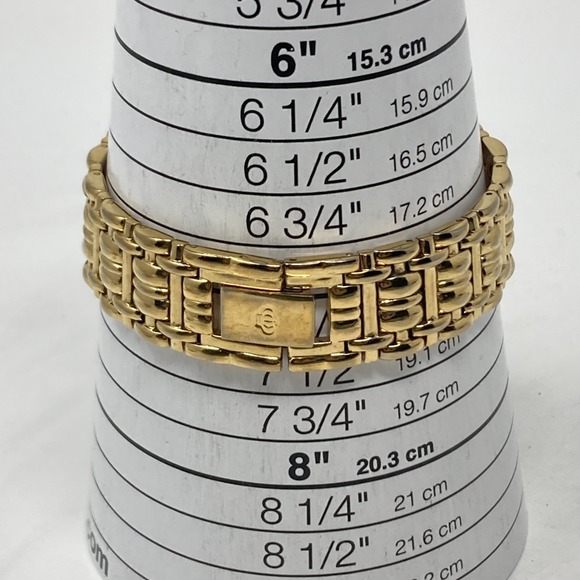 Vtg Jules Jurgensen Diamond Tank Watch Women 19mm Gold Tone New Battery 7.25" - Picture 10 of 16